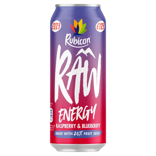 Rubicon Rubicon Raw Energy Raspberry & Blueberry 500ml (Pack of 12) 1