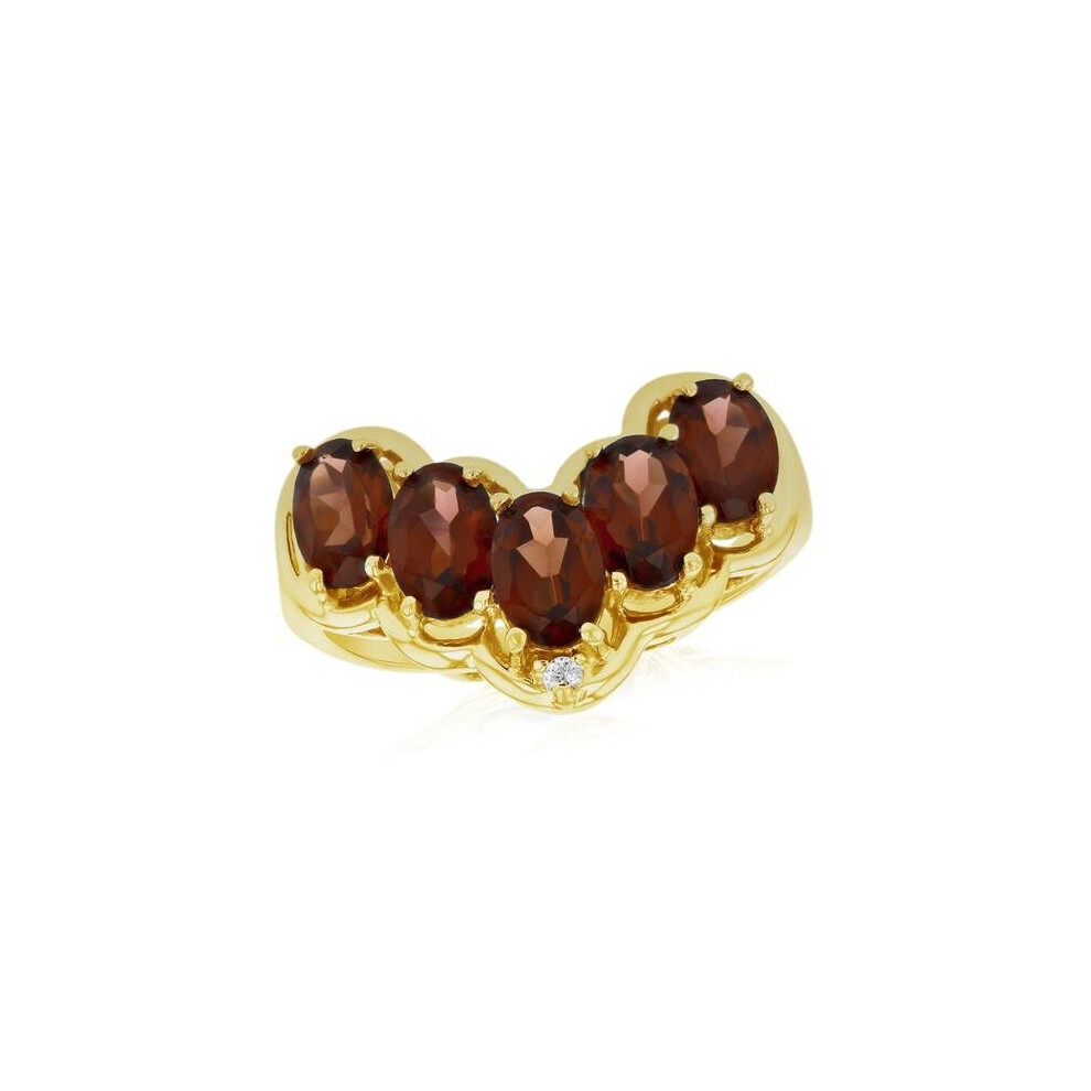 Photos - Ring Louis Creations RL2776GAR-YG-4.5 0.01 CTW Diamond & Garnet Fashion , 14K Yellow Gold - Size 4.5