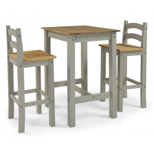 Mercers Furniture Corona Grey Bistro Table 2 Barstools Set Tall High Kitchen Breakfast Bar 1