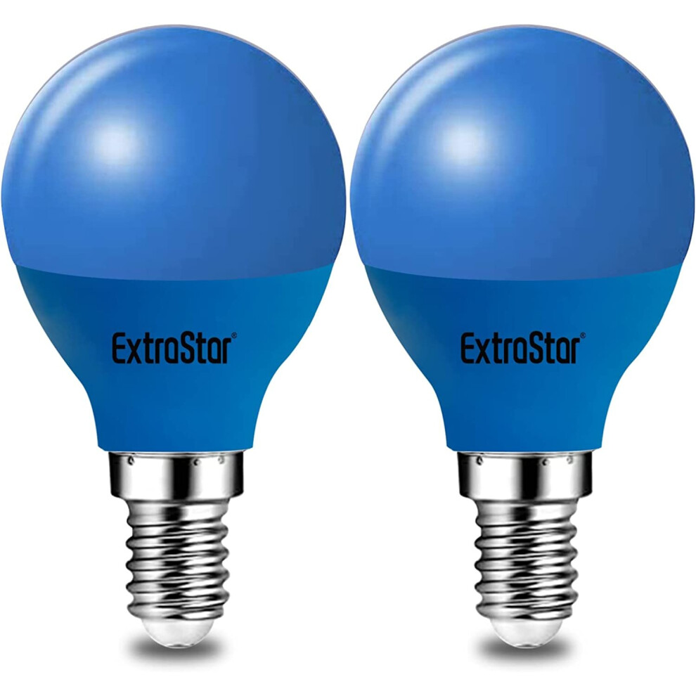 (Blue) 4W LED Golf Ball Modern Coloured Light Bulb E14 (Pack of 2)