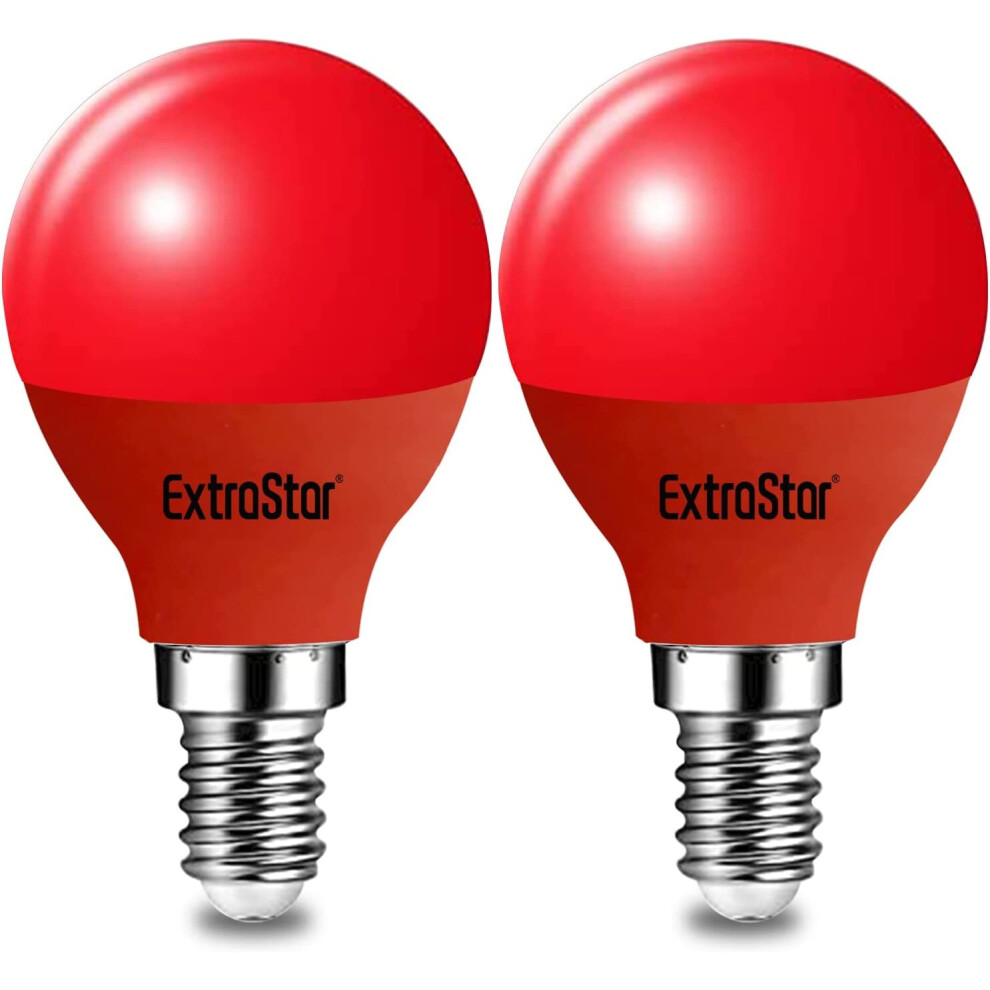 (Red) 4W LED Golf Ball Modern Coloured Light Bulb E14 (Pack of 2)