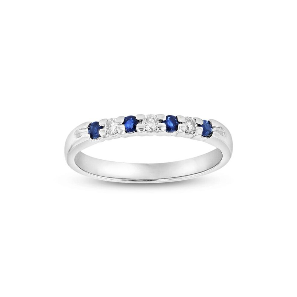 Photos - Ring Louis Creations RL887SD-012-5 14K Gold 0.27 CTTW Round Diamonds & Sapphires Prong Set Band  - Size 5