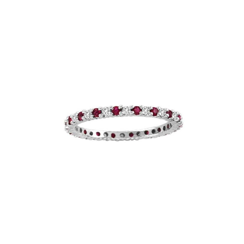 Photos - Ring Louis Creations RL1570RD-6.5 0.55 CTTW Natural Heated Ruby & Diamond Eternity Band, 14K Gold - Size 6.5
