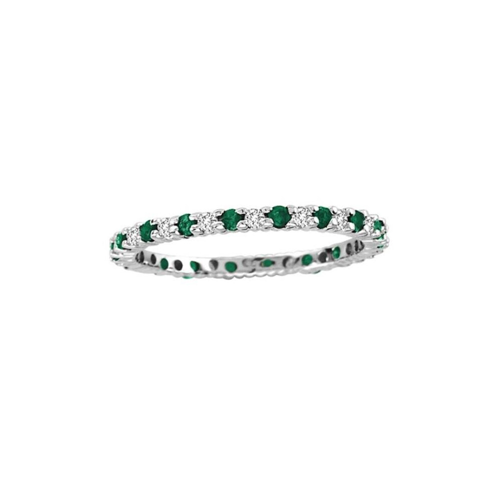 Photos - Ring Louis Creations RL1570ED-4.5 0.55 CTTW Emerald & Diamond Eternity Band, 14K Gold - Size 4.5