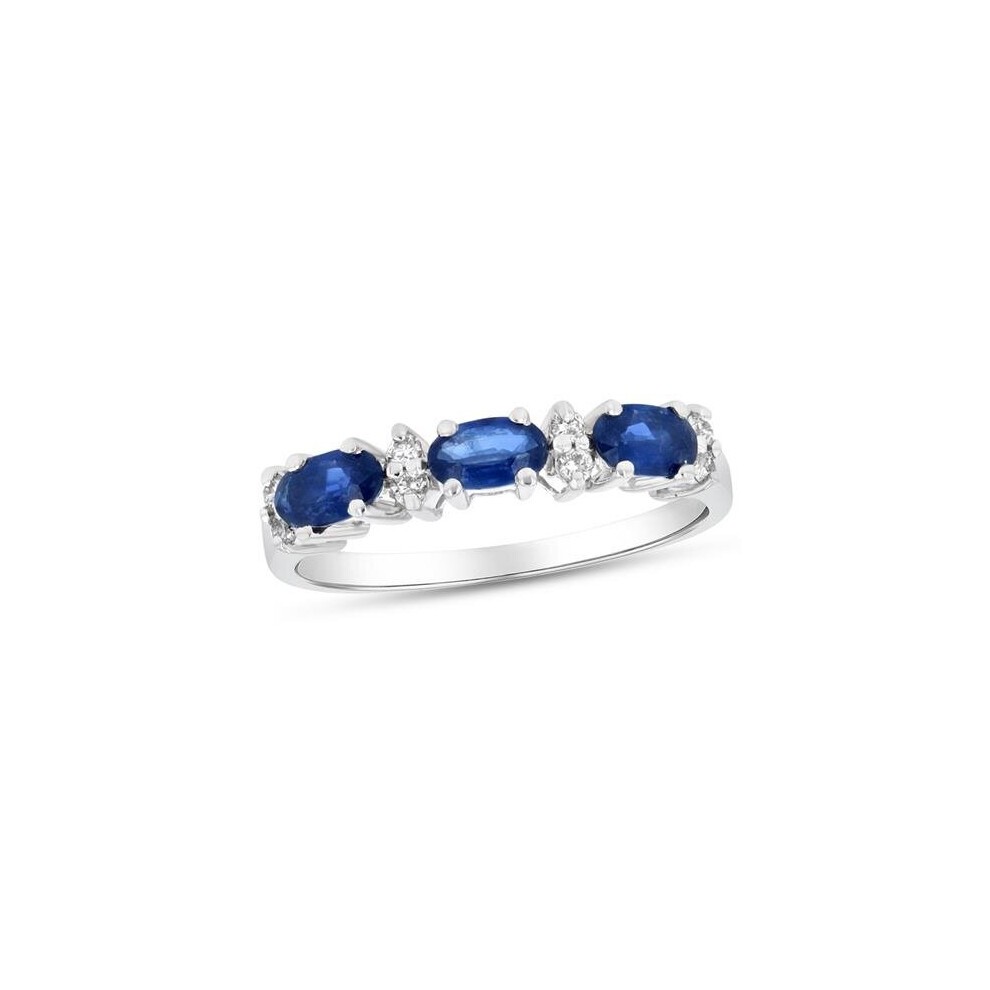 Photos - Ring Louis Creations RL2513SD-5 1.05 CTW Diamond & Sapphire Band, 14K White Gold - Size 5