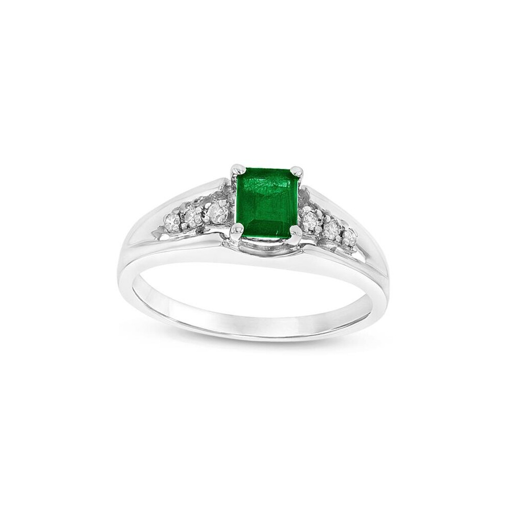 Photos - Ring Louis Creations R2444ED-5.5 0.58 CTTW Emerald & Diamond  Set, 14K Gold - Size 5.5