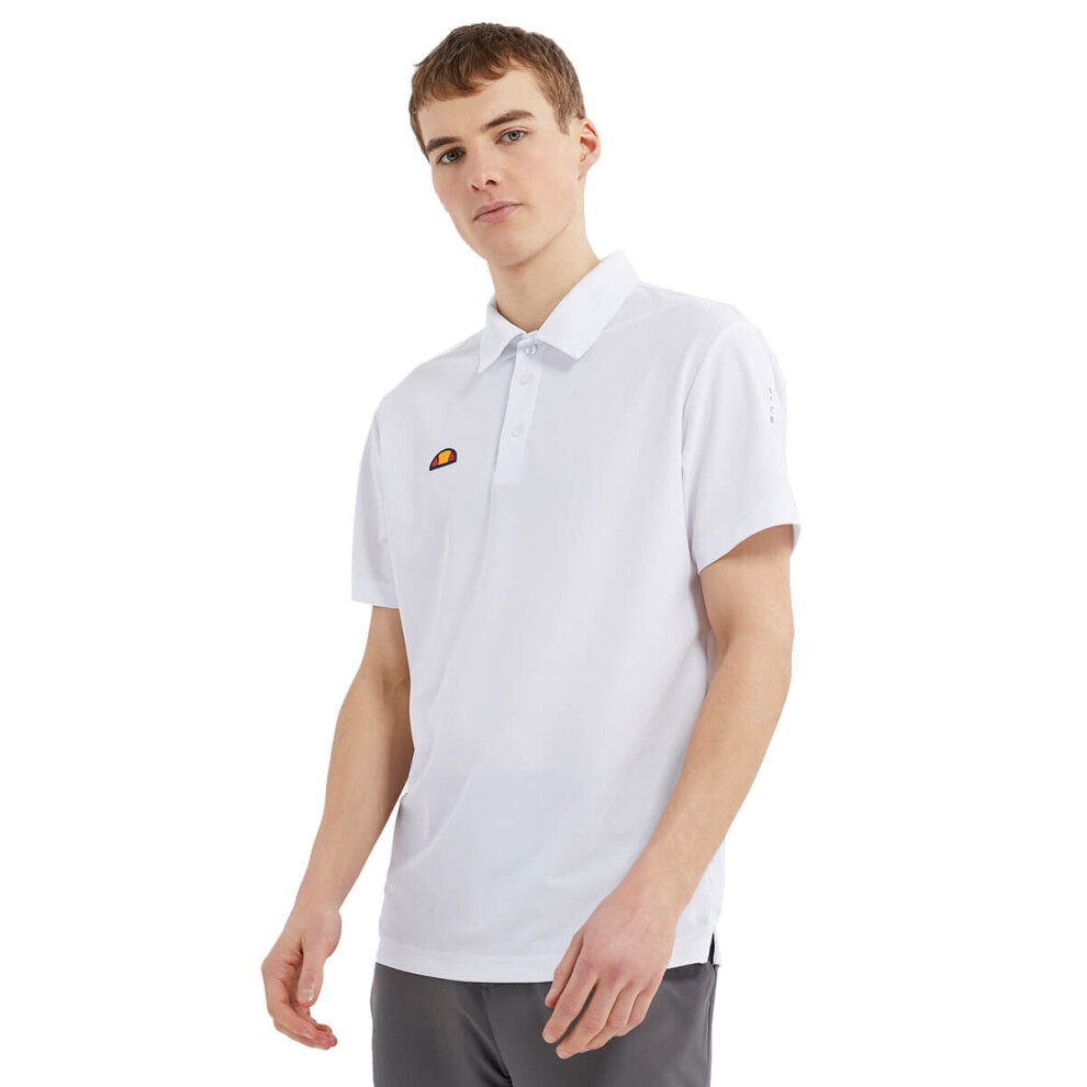 (2XL, White) Ellesse Mens 2023 Bertola Anti-Odour Moisture Wicking 3 Button Golf Polo Shirt