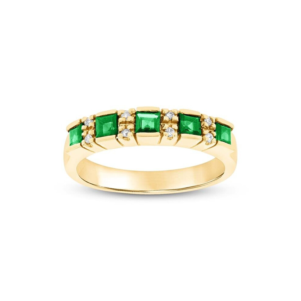 Photos - Ring Louis Creations RL1625ED-YG-4 0.05 CTW of Diamonds & Emeralds Wedding Band, 14K Yellow Gold - Size 4