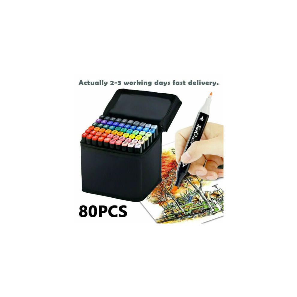 (80 colors) 24/80 Colour Brush Pens Set Dual Tips Soft Fine Art Markers Drawing Watercolour