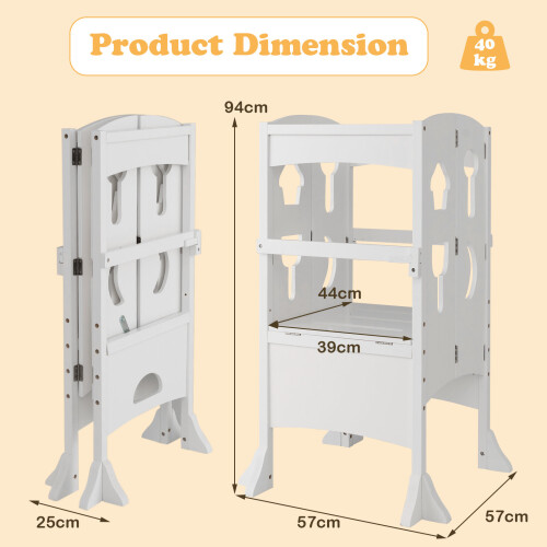 Costway Kids' Kitchen Step Stool Wooden Folding Toddler Standing Safety Tower 1