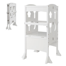 Kids' Kitchen Step Stool Wooden Folding Toddler Standing Safety Tower
