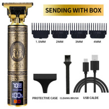 ( Gold Buddha-LCD-USB) Professional Mens Hair Clippers Trimmers Machine Cordless Beard Electric