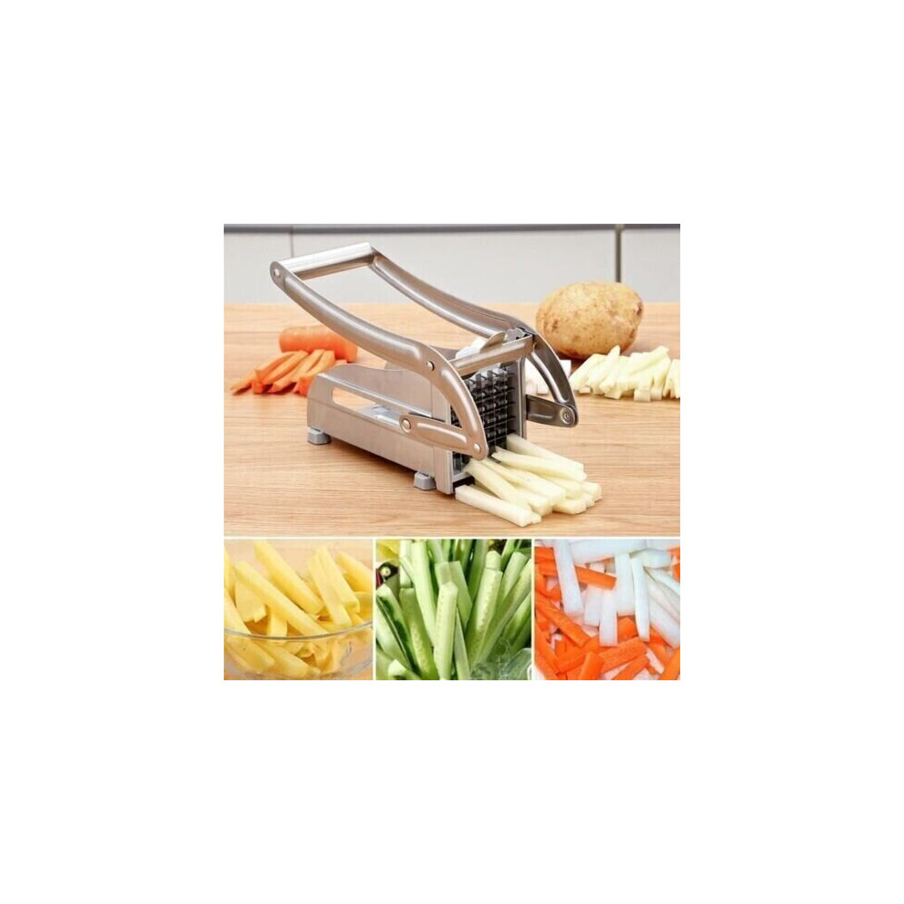 (  Steel Potato Cutter) Potato Chipper Chip Cutter Chopper Slicer Maker & 2 Steel Blades