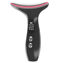 (Black) Lifting Machine Neck Massage Tool Skin Care EMS LED Photon Firming Rejuvenation Anti Wrinkle