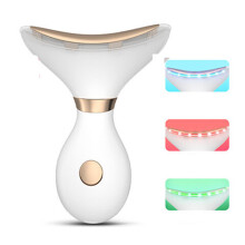 (Silver) Lifting Machine Neck Massage Tool Skin Care EMS LED Photon Firming Rejuvenation Anti Wrinkle