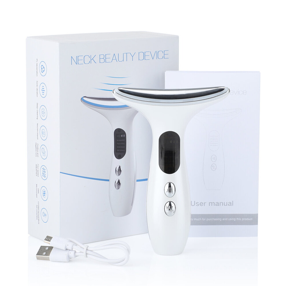 Mdsrjone White (White) Lifting Machine Neck Massage Tool Skin Care Ems Led Photon Firming Rejuvenation Anti Wrinkle