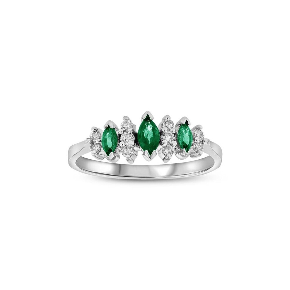 Photos - Ring Louis Creations RL2223ED-8.5 0.37 CTW Diamond & Emerald , 14K White Gold - Size 8.5