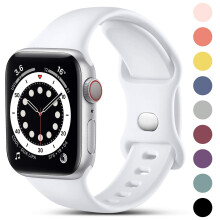 (White, 38mm/40mm/41mm-S/M) Compatible with Apple Watch Strap 38mm 40mm 41mm, Silicone Sport Strap Replacement Strap Compatible with Apple Watch, iWatch Series 8 7 6 SE 5 4 3 2 1