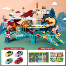 (with 12 cars) Dinosaur Toys Car Dino Adventure Curved Road Track Rail Vehicle Parking Lot Kids
