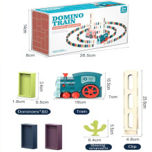 (1train and 80dominoes) Kids Electric Domino Train Car Set Sound & Light Automatic Laying Dominoes