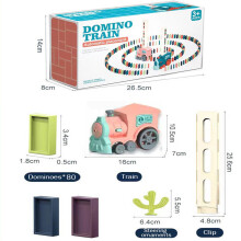 (2train and 80dominoes) Kids Electric Domino Train Car Set Sound & Light Automatic Laying Dominoes