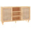 VidaXL (brown) vidaXL Sideboard Storage Cabinet Cupboard Solid Wood Pine and Natural Rattan 2