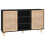 VidaXL (black) vidaXL Sideboard Storage Cabinet Cupboard Solid Wood Pine and Natural Rattan 2