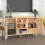 VidaXL (brown) vidaXL Sideboard Storage Cabinet Cupboard Solid Wood Pine and Natural Rattan 3