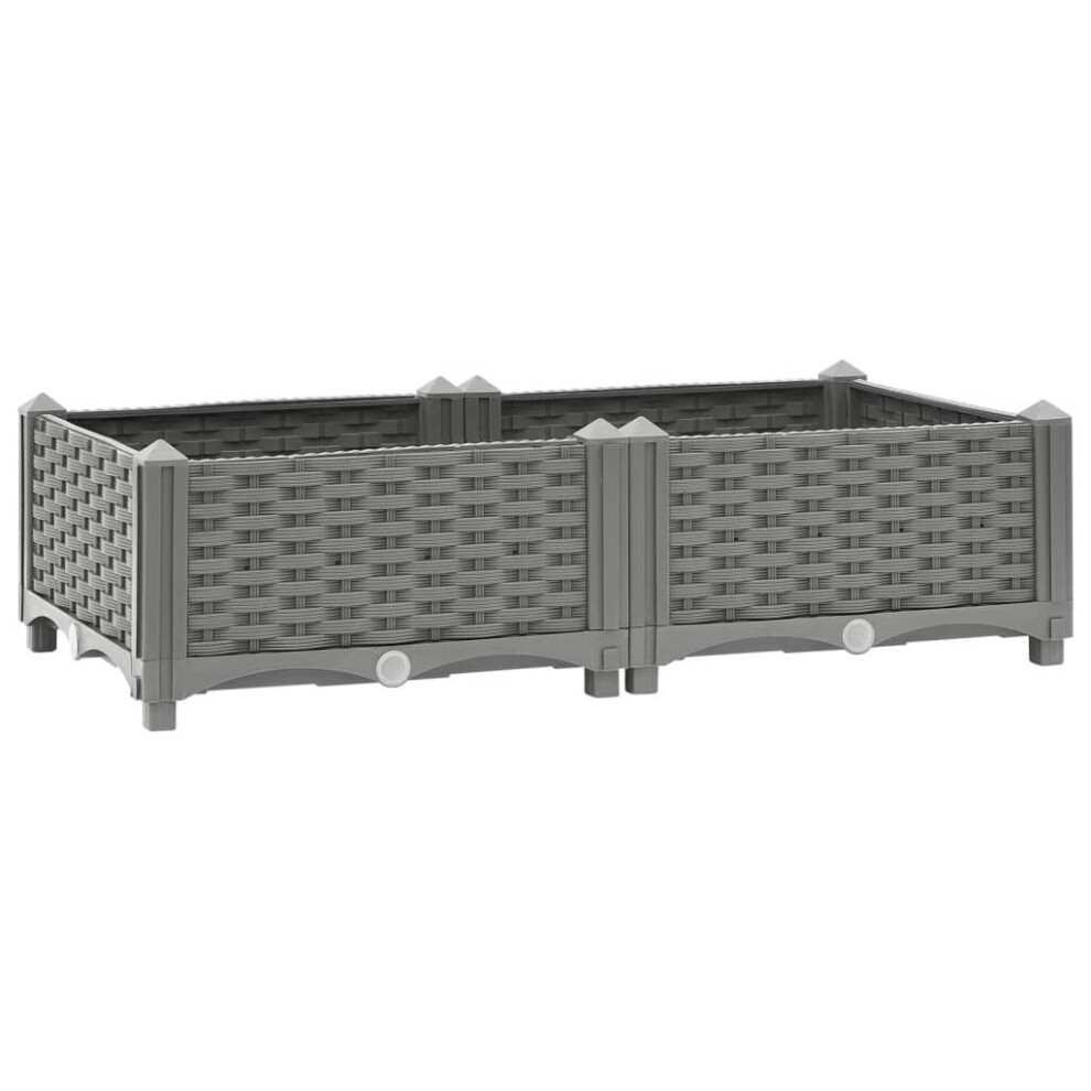 Vidaxl (Light Grey, 80 X 40 X 23 Cm) Raised Bed Polypropylene Garden Planter Pot Planting Box Flower Pot