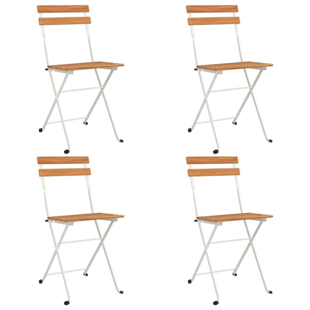 Vidaxl (4 Pcs) Solid Wood Acacia Folding Garden Chairs Steel Outdoor Dining Chair