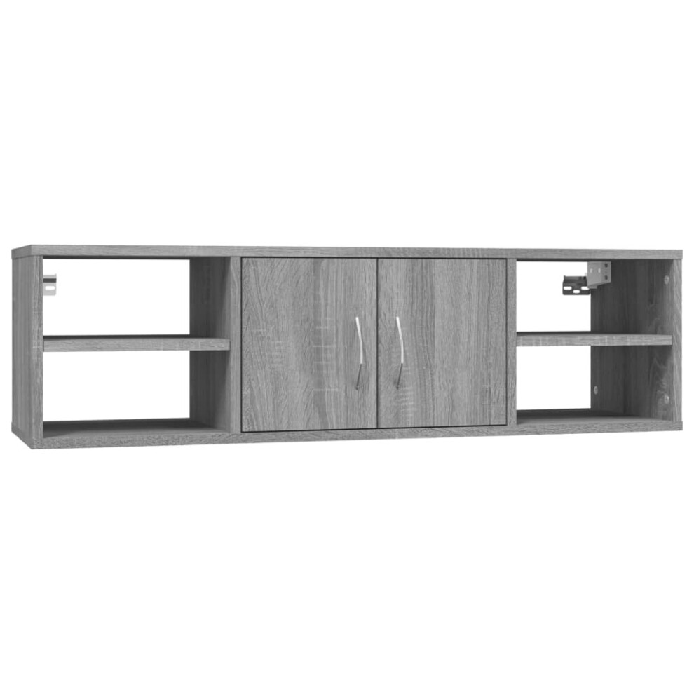 Vidaxl (Grey Sonoma) Wall Shelf Wall-Mounted Shelf Storage Display Rack Engineered Wood