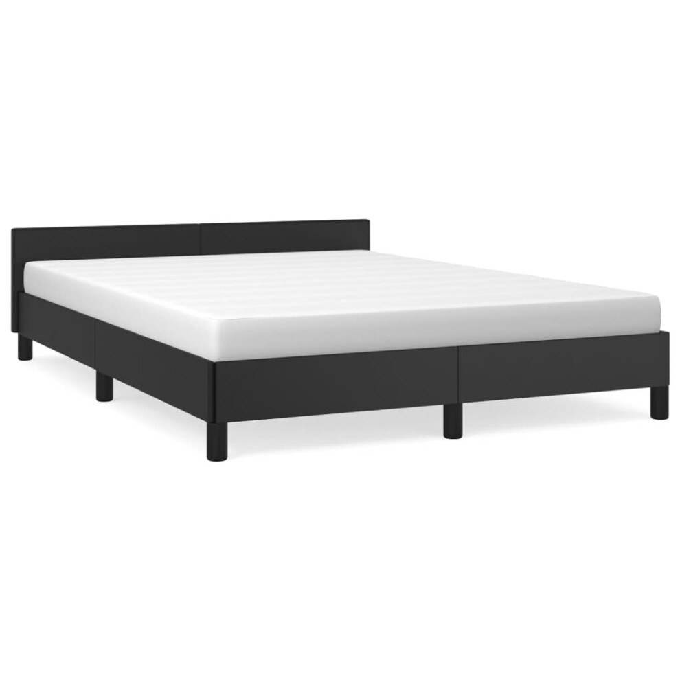 (black, 6ft super king size) vidaXL Bed Frame with Headboard Faux Leather Bed Base Black/White Multi Sizes