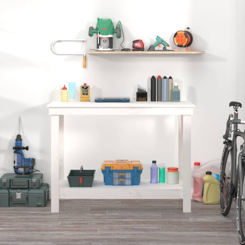VidaXL (white, 110 x 50 x 80 cm) vidaXL Solid Wood Pine Work Bench Working Storage Table Multi Colours/Sizes 2