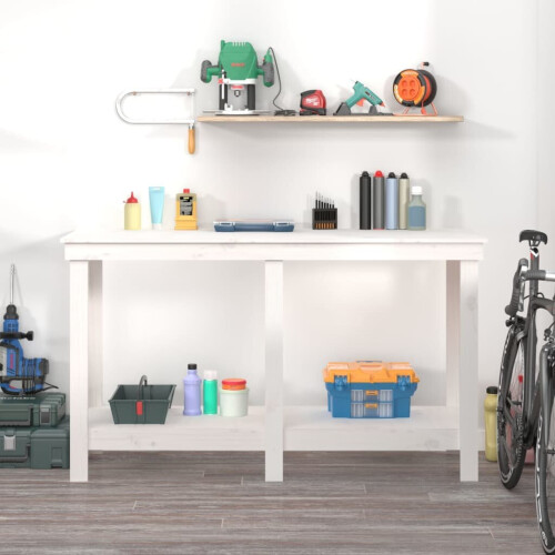 VidaXL (white, 140 x 50 x 80 cm) vidaXL Solid Wood Pine Work Bench Working Storage Table Multi Colours/Sizes 2