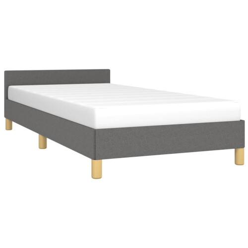 VidaXL (dark grey, 3ft single) vidaXL Bed Frame with Headboard Mattress Foundation Upholstered Bed Fabric 2