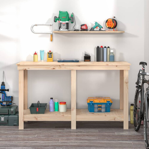 VidaXL (brown, 140 x 50 x 80 cm) vidaXL Solid Wood Pine Work Bench Working Storage Table Multi Colours/Sizes 2