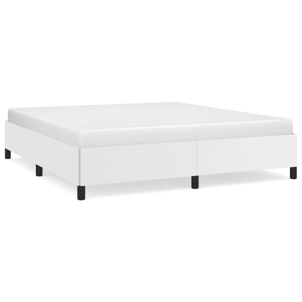 (white, 35 cm/ 6ft super king size) vidaXL Bed Frame Mattress Foundation Upholstered Bed Bedstead Faux Leather