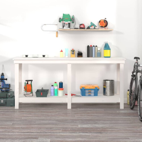 VidaXL (white, 180 x 50 x 80 cm) vidaXL Solid Wood Pine Work Bench Working Storage Table Multi Colours/Sizes 2