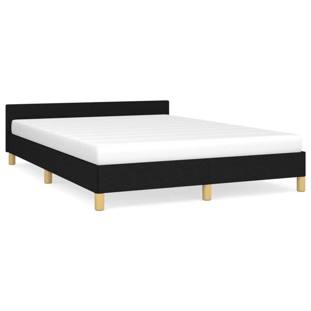 Vidaxl (Black, 6Ft Super King Size) Bed Frame With Headboard Mattress Foundation Upholstered Bed Fabric
