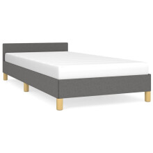 (dark grey, 3ft single) vidaXL Bed Frame with Headboard Mattress Foundation Upholstered Bed Fabric
