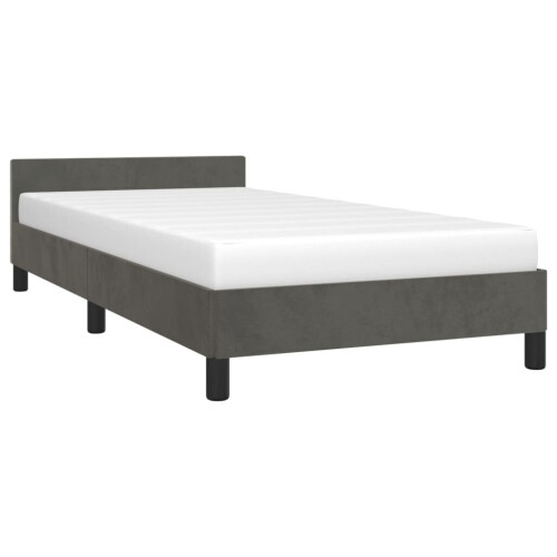 VidaXL (dark grey, 3ft single) vidaXL Bed Frame with Headboard Velvet Bed Base Multi Colours Multi Sizes 2