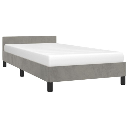 VidaXL (light grey, 3ft single) vidaXL Bed Frame with Headboard Velvet Bed Base Multi Colours Multi Sizes 2