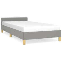 (light grey, 3ft single) vidaXL Bed Frame with Headboard Mattress Foundation Upholstered Bed Fabric