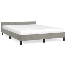 (light grey, 4ft6 double) vidaXL Bed Frame with Headboard Velvet Bed Base Multi Colours Multi Sizes