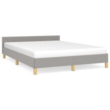 (light grey, 6ft super king size) vidaXL Bed Frame with Headboard Mattress Foundation Upholstered Bed Fabric