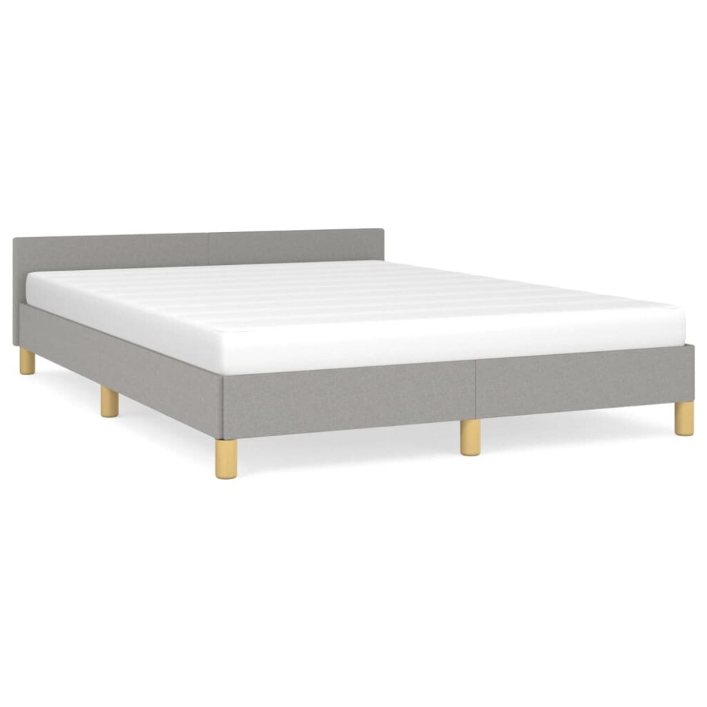Vidaxl (Light Grey, 6Ft Super King Size) Bed Frame With Headboard Mattress Foundation Upholstered Bed Fabric