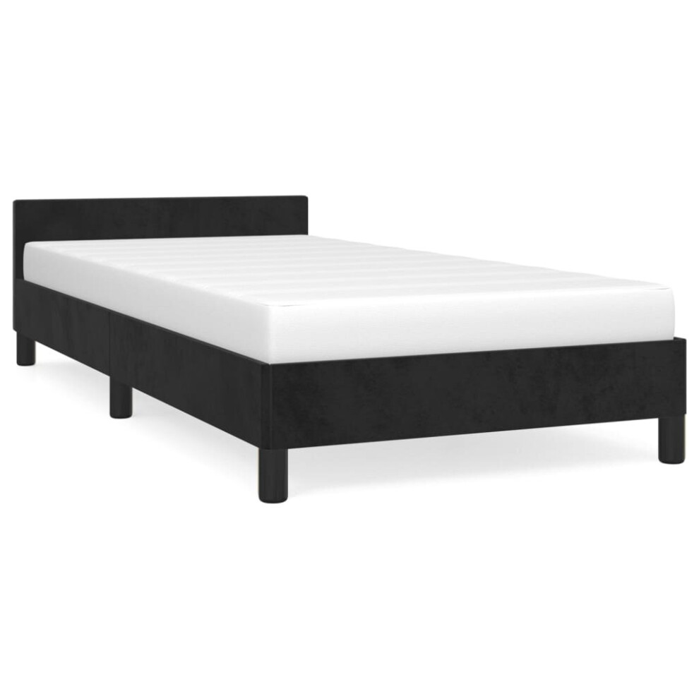Vidaxl (Black, 3Ft Single) Bed Frame With Headboard Velvet Bed Base Multi Colours Multi Sizes