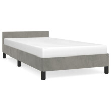 (light grey, 3ft single) vidaXL Bed Frame with Headboard Velvet Bed Base Multi Colours Multi Sizes
