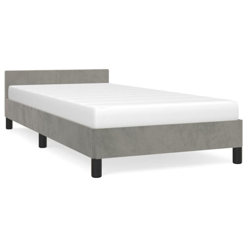 VidaXL (light grey, 3ft single) vidaXL Bed Frame with Headboard Velvet Bed Base Multi Colours Multi Sizes