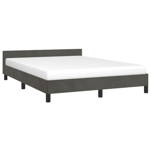 VidaXL (dark grey, 4ft6 double) vidaXL Bed Frame with Headboard Velvet Bed Base Multi Colours Multi Sizes 2